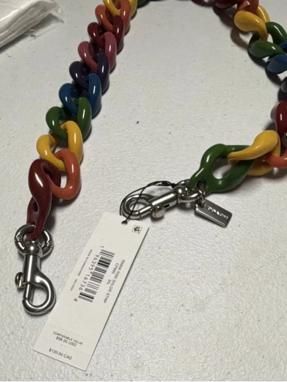 Coach Multicolor Rainbow Resin Link Strap with Silver Hardware - Picture 2 of 4
